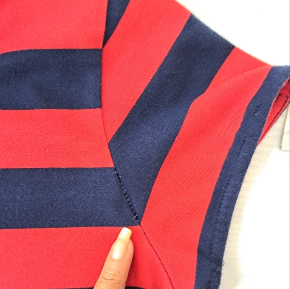 Claudio Milano Red and Navy Stripe Fitted Shirt Rugby Dress - Picture 11 of 13